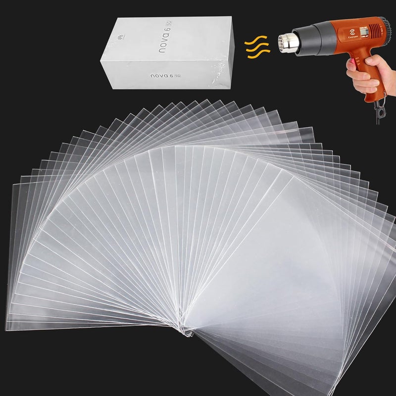 CANWUPON Shrink Wrap Bags - 100Pcs 6x8 Inches Clear PVC Heat Seal Bags for Soap Sleeve Packaging, Bath Bomb,Shoes,Jars,Gift,Tumbler,Heat Sublimation Film for Homemade DIY Projects - Image 1